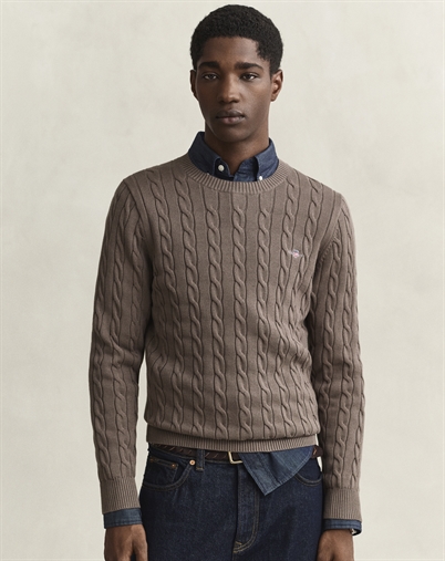 Gant - Cotton Cable C-Neck Strik - Faded Taupe